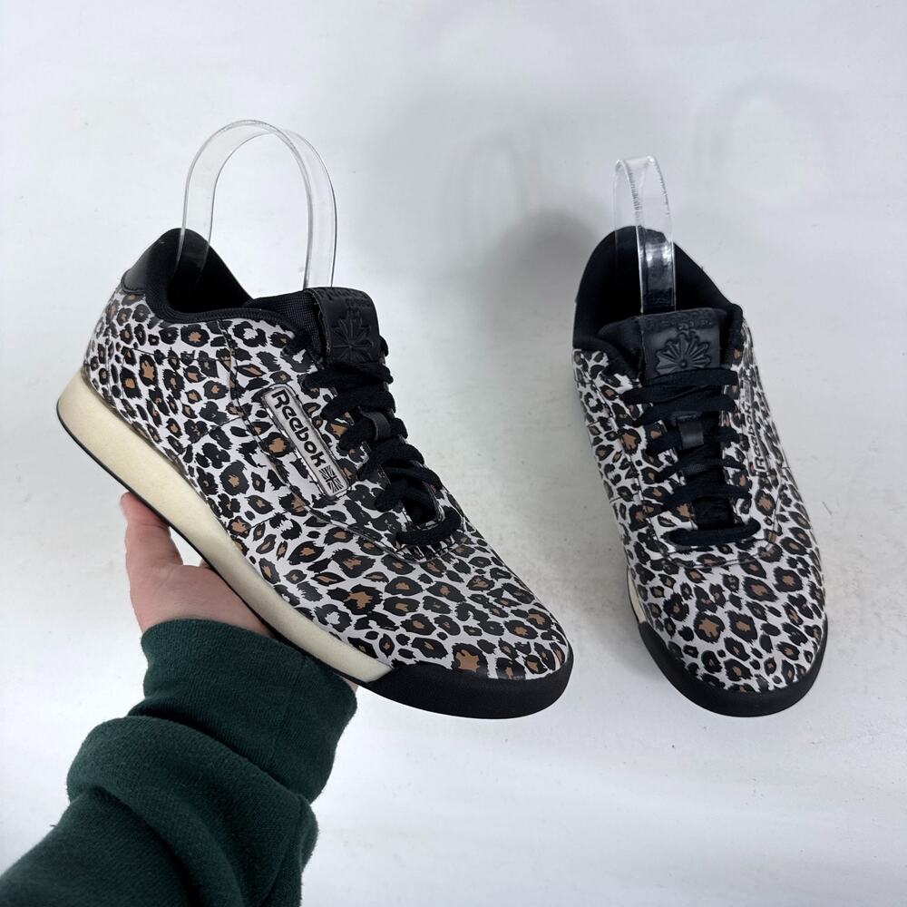 Reebok Classic Princess Sneakers Women's 8.5 Leopard Print Comfort Lace Up Shoes